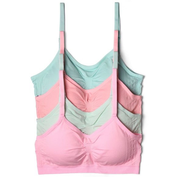 4-Pack Nylon-Spandex Comfort Cami Bra Pullover Design K0100 Lights New NWT